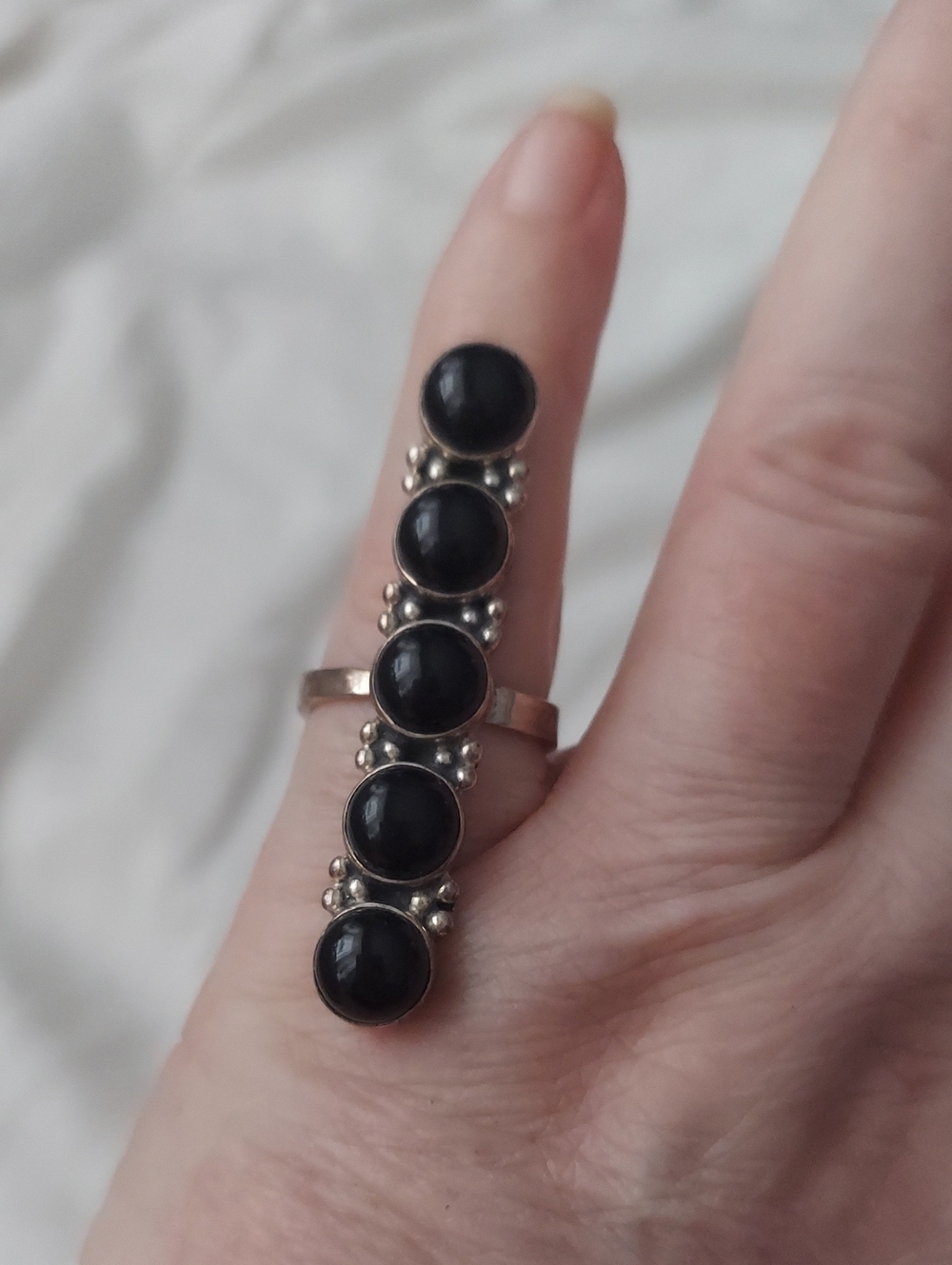 New Sterling Silver & Black Onyx Adjustable Crawler 6-9